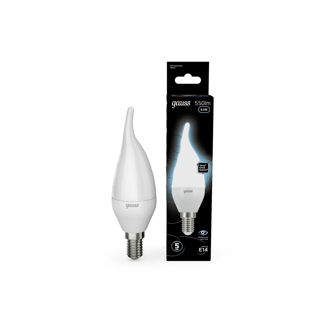 ლედ ნათურა Candle taiლედ E14 6.5W 4100K gauss - 104101207 — ნათურა და ვაზნა